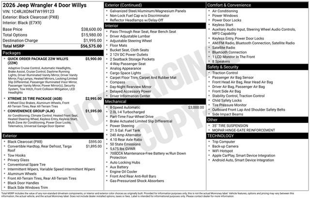 2026 Jeep Wrangler WRANGLER 4-DOOR WILLYS
