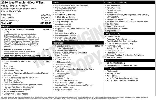 2026 Jeep Wrangler WRANGLER 4-DOOR WILLYS