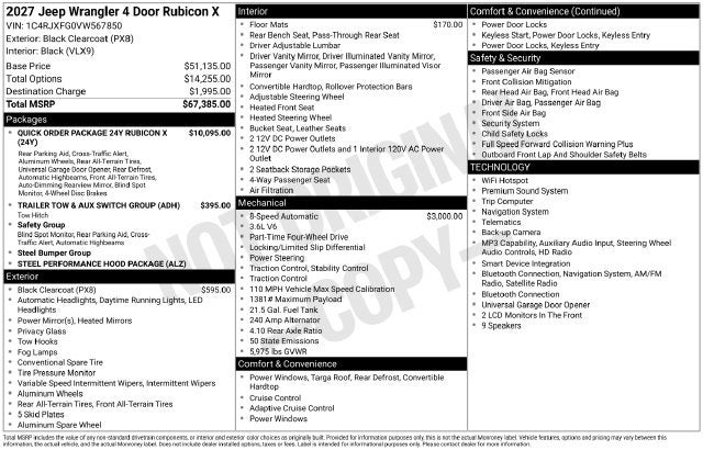 2027 Jeep Wrangler WRANGLER 4-DOOR RUBICON X