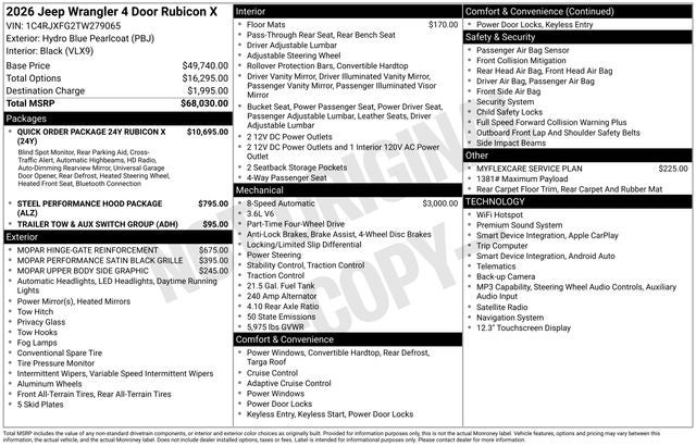 2026 Jeep Wrangler WRANGLER 4-DOOR RUBICON X