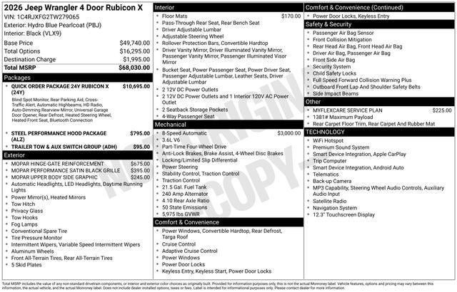 2026 Jeep Wrangler WRANGLER 4-DOOR RUBICON X