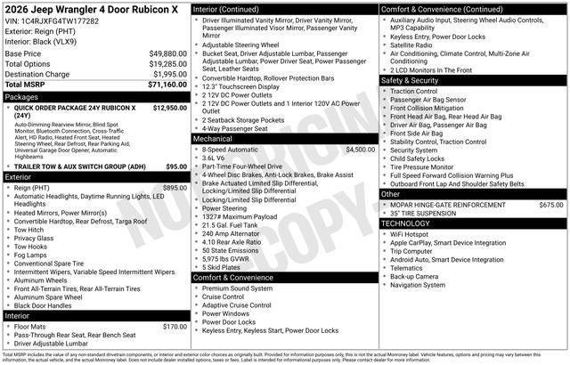 2026 Jeep Wrangler WRANGLER 4-DOOR RUBICON X