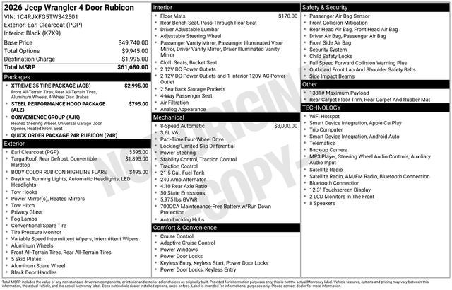 2026 Jeep Wrangler WRANGLER 4-DOOR RUBICON