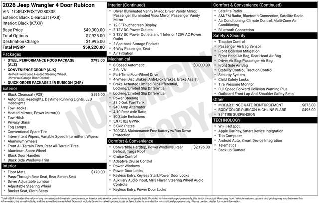 2026 Jeep Wrangler WRANGLER 4-DOOR RUBICON