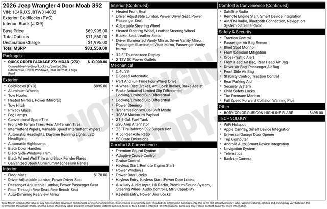 2026 Jeep Wrangler WRANGLER 4-DOOR MOAB 392