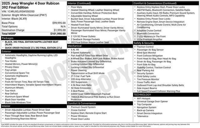 2025 Jeep Wrangler 4-Door Rubicon 392 Final Edition 4x4