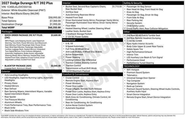 2027 Dodge Durango DURANGO R/T 392 PLUS AWD