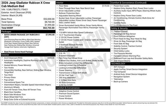 2026 Jeep Gladiator GLADIATOR RUBICON X 4X4