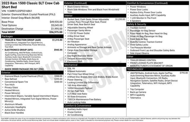 2023 RAM 1500 Classic SLT Crew Cab 4x4 5'7' Box