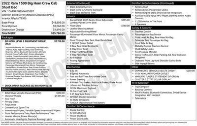 2022 RAM 1500 Big Horn Crew Cab 4x4 5'7' Box