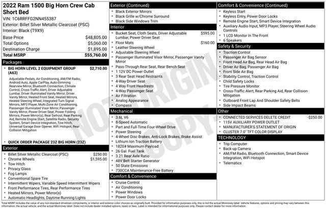 2022 RAM 1500 Big Horn Crew Cab 4x4 5'7' Box