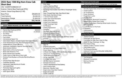 2022 RAM 1500 Big Horn Crew Cab 4x4 5'7' Box