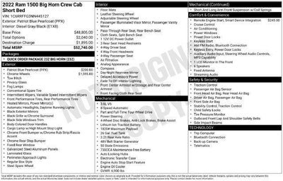 2022 RAM 1500 Big Horn Crew Cab 4x4 5'7' Box
