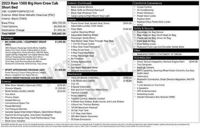 2023 RAM 1500 Big Horn Crew Cab 4x4 5'7' Box