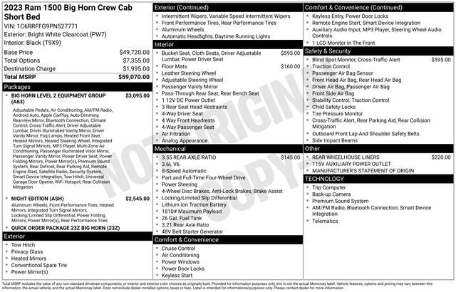 2023 RAM 1500 Big Horn Crew Cab 4x4 5'7' Box