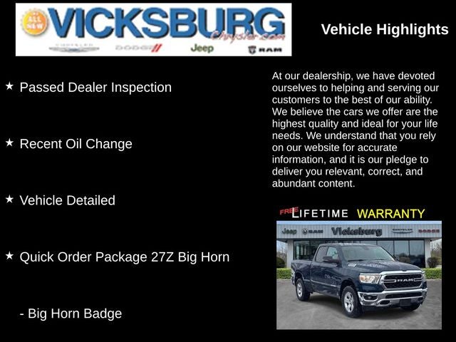 2023 RAM 1500 Big Horn Quad Cab 4x4 6'4' Box