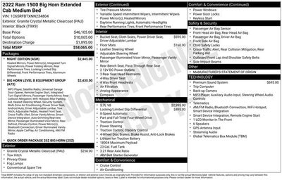 2022 RAM 1500 Big Horn Quad Cab 4x4 6'4' Box