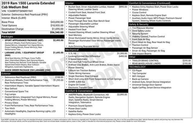 2019 RAM 1500 Laramie Quad Cab 4x4 6'4' Box
