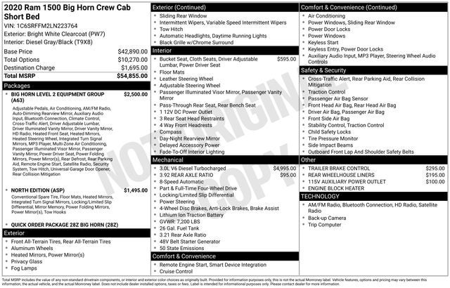 2020 RAM 1500 Big Horn Crew Cab 4x4 5'7' Box