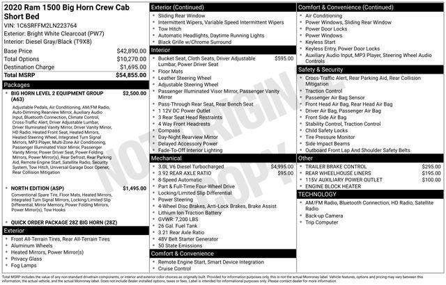 2020 RAM 1500 Big Horn Crew Cab 4x4 5'7' Box
