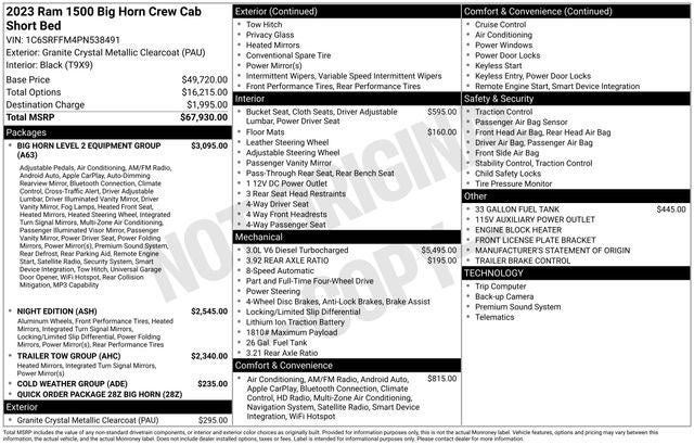 2023 RAM 1500 Big Horn Crew Cab 4x4 5'7' Box