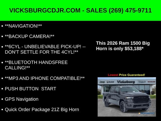 2026 RAM Ram 1500 RAM 1500 BIG HORN CREW CAB 4X4 5'7' BOX