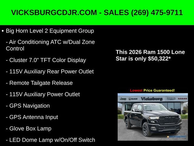 2026 RAM Ram 1500 RAM 1500 BIG HORN CREW CAB 4X4 5'7' BOX