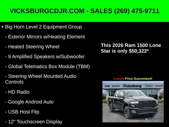 2026 RAM Ram 1500 RAM 1500 BIG HORN CREW CAB 4X4 5'7' BOX