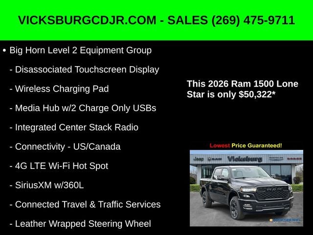 2026 RAM Ram 1500 RAM 1500 BIG HORN CREW CAB 4X4 5'7' BOX
