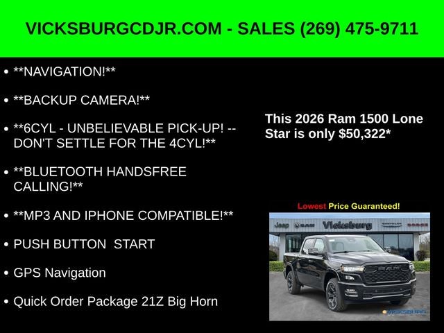 2026 RAM Ram 1500 RAM 1500 BIG HORN CREW CAB 4X4 5'7' BOX