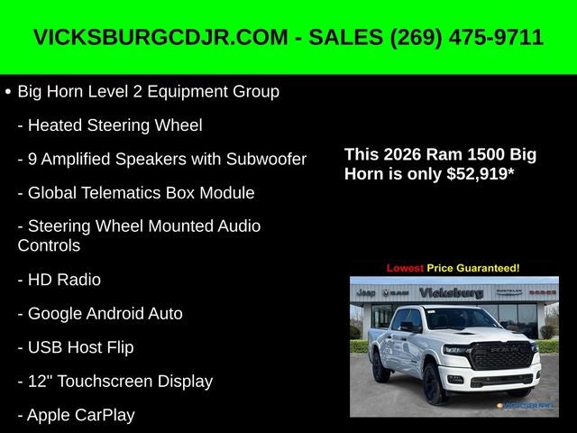2026 RAM Ram 1500 RAM 1500 BIG HORN CREW CAB 4X4 5'7' BOX