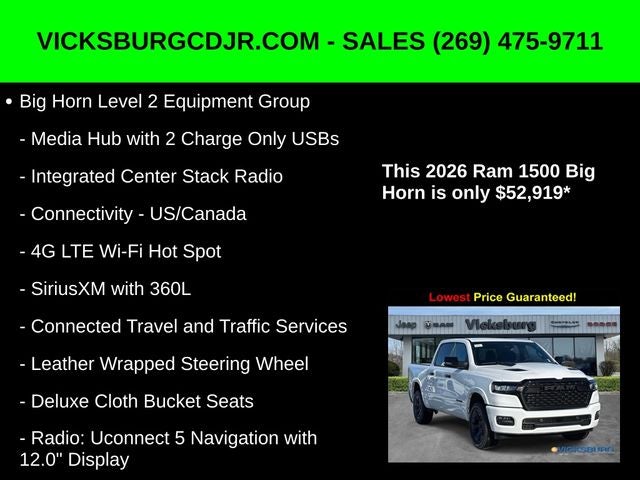 2026 RAM Ram 1500 RAM 1500 BIG HORN CREW CAB 4X4 5'7' BOX