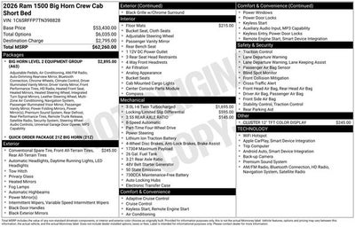 2026 RAM Ram 1500 RAM 1500 BIG HORN CREW CAB 4X4 5'7' BOX