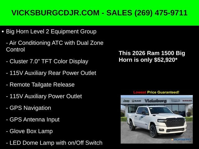 2026 RAM Ram 1500 RAM 1500 BIG HORN CREW CAB 4X4 5'7' BOX