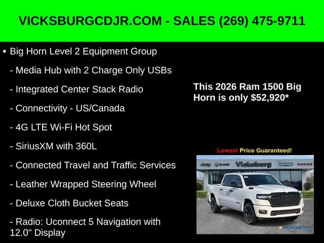 2026 RAM Ram 1500 RAM 1500 BIG HORN CREW CAB 4X4 5'7' BOX