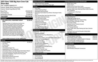 2021 RAM 1500 Big Horn Crew Cab 4x4 5'7' Box