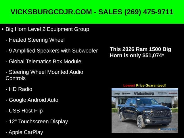 2026 RAM Ram 1500 RAM 1500 BIG HORN CREW CAB 4X4 5'7' BOX