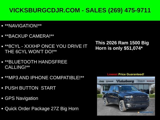 2026 RAM Ram 1500 RAM 1500 BIG HORN CREW CAB 4X4 5'7' BOX