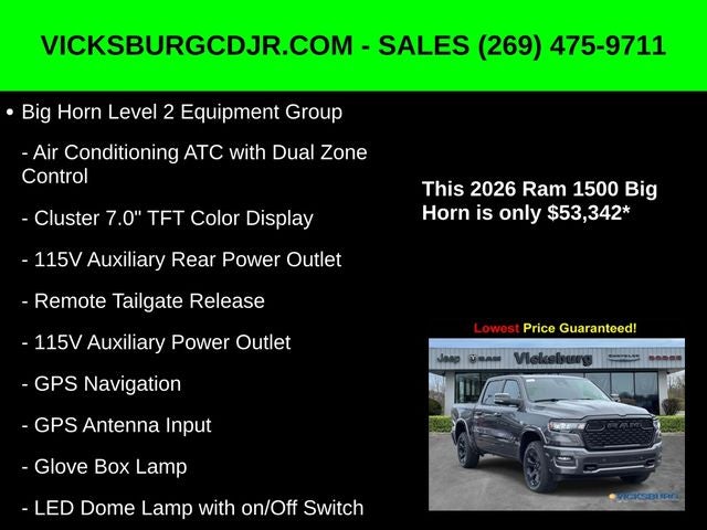 2026 RAM Ram 1500 RAM 1500 BIG HORN CREW CAB 4X4 5'7' BOX
