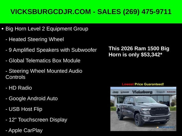 2026 RAM Ram 1500 RAM 1500 BIG HORN CREW CAB 4X4 5'7' BOX