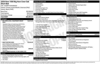 2026 RAM Ram 1500 RAM 1500 BIG HORN CREW CAB 4X4 5'7' BOX