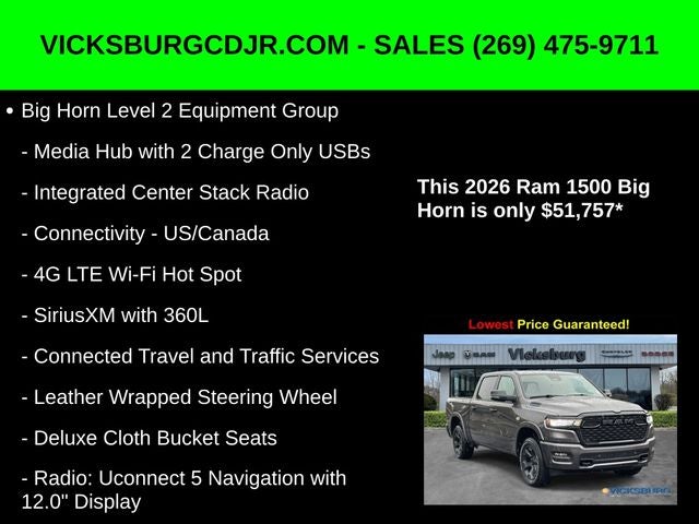 2026 RAM Ram 1500 RAM 1500 BIG HORN CREW CAB 4X4 5'7' BOX