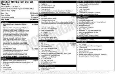 2026 RAM Ram 1500 RAM 1500 BIG HORN CREW CAB 4X4 5'7' BOX