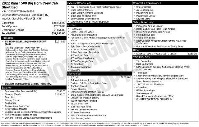 2022 RAM 1500 Big Horn Crew Cab 4x4 5'7' Box