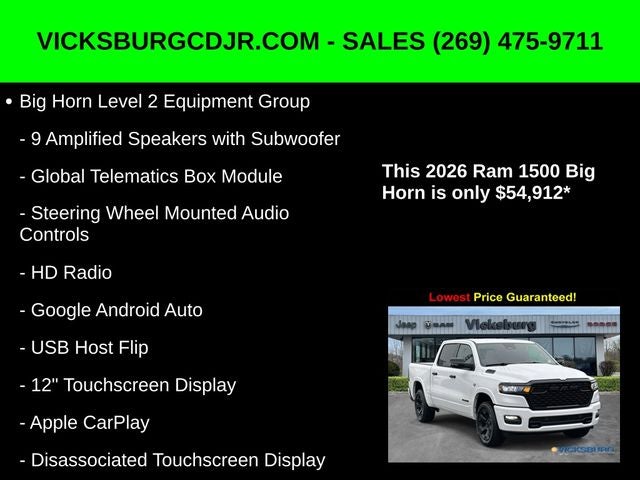 2026 RAM Ram 1500 RAM 1500 BIG HORN CREW CAB 4X4 5'7' BOX
