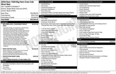 2026 RAM Ram 1500 RAM 1500 BIG HORN CREW CAB 4X4 5'7' BOX