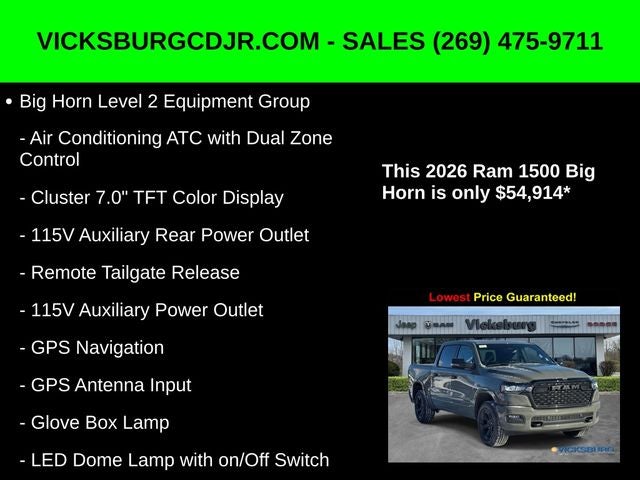 2026 RAM Ram 1500 RAM 1500 BIG HORN CREW CAB 4X4 5'7' BOX