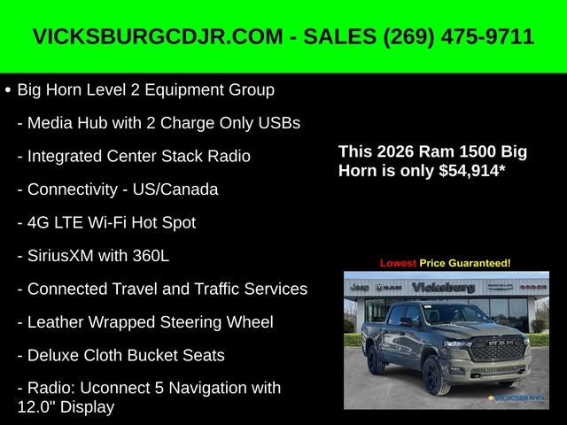 2026 RAM Ram 1500 RAM 1500 BIG HORN CREW CAB 4X4 5'7' BOX