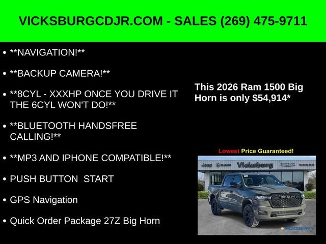 2026 RAM Ram 1500 RAM 1500 BIG HORN CREW CAB 4X4 5'7' BOX