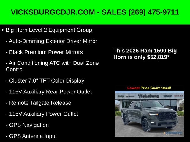2026 RAM Ram 1500 RAM 1500 BIG HORN CREW CAB 4X4 5'7' BOX